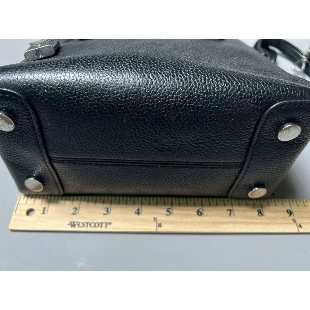 Michael Kors Black Pebbled Leather Satchel Top Handle Detachable Strap Zip